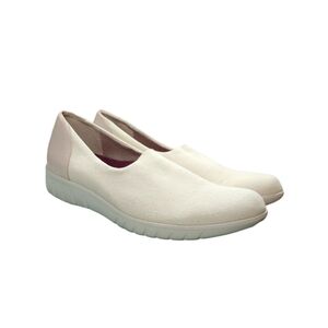 Munro Yacht Made In USA Coconut Beige Canvas & Leather Slip On Sneakers Size 8